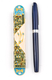 Rounded Mezuzah Case with Gleaming Jerusalem Images - Green, Blue and Cream
