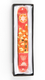 Rounded Mezuzah Case with Jerusalem, Menorah and Star of David - Gold and Red
