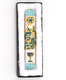 Rounded Mezuzah Case with Gleaming Judaic Symbols - Gold, Green and Off White