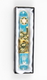 Rounded Mezuzah Case with Jerusalem Images, Menorah & Star of David - Blue Green