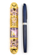 Rounded Mezuzah Case with Gleaming Peace Dove and Flowers - Gold and Purple