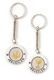 Silver Key Chain with Swivel Center - Gold Peace Dove and Menorah