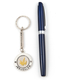 Silver Key Chain with Swivel Center - Gold Peace Dove and Menorah