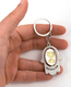 Silver Hamsa Key Chain with Swivel Center - Gold Menorah and Jerusalem Images