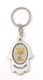 Silver Hamsa Key Chain with Swivel Center - Gold Menorah and Jerusalem Images