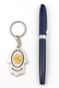 Silver Hamsa Key Chain with Swivel Center - Gold Menorah and Jerusalem Images