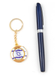 Gold Key Chain with Swivel Center, Blue and White Flag of Israel
