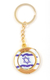 Gold Key Chain with Swivel Center, Blue and White Flag of Israel