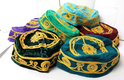 Pack of 3 Velvet and Gold Bucharian Kippah - Assorted Colors