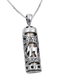 Mezuzah Necklace Pendant in Sterling Silver with Cut Out Chai