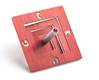 Adi Sidler Square Spiral Chanukah Dreidel Brushed Aluminum - Red