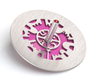 Adi Sidler Two Tone Chanukah Dreidel and Stand, Cutout Jerusalem Design - Pink