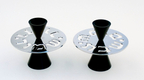 Avner Agayof Contemporary Candlesticks, Shabbat Shalom Disc - Black