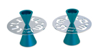 Avner Agayof Contemporary Candlesticks, Shabbat Shalom Disc  Teal