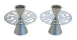 Avner Agayof Contemporary Candlesticks, Shabbat Shalom Disc  Silver