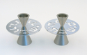 Avner Agayof Contemporary Candlesticks, Shabbat Shalom Disc  Silver