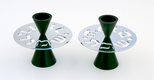 Avner Agayof Contemporary Candlesticks, Shabbat Shalom Disc  Dark Green