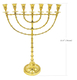 Extra Large Seven Branch Menorah, Beaded Decorations on Gold Brass  22 Inches