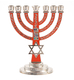 7-Branch Menorah, Red on Silver with Breastplate and Star of David  5.2