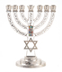 7-Branch Menorah, White on Silver with Breastplate and Star of David  5.2