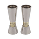 Yair Emanuel Cone Candlesticks with Gold Pomegranate Band - Hammered Silver