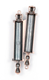 Double Mezuzah Case with Torah Scroll Design and Judaic Motifs - Bronze Color