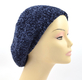 Knitted Women's Snood Beret with Inner Elastic Drawstring - Blue with Silver