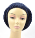 Knitted Women's Snood Beret with Inner Elastic Drawstring - Blue with Silver