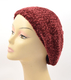 Knitted Women's Snood Beret with Inner Elastic Drawstring - Maroon with Silver