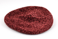 Knitted Women's Snood Beret with Inner Elastic Drawstring - Maroon with Silver