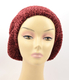 Knitted Women's Snood Beret with Inner Elastic Drawstring - Maroon with Silver