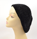 Knitted Women's Snood Beret with Inner Elastic Drawstring - Black with Silver
