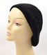 Knitted Women's Snood Beret with Inner Elastic Drawstring - Black with Silver