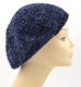 Knitted Women's Snood Beret with Inner Elastic Drawstring - Blue