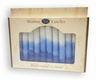 Decorative Handmade Galilee Shabbat Candles - White and Blues with Streaks