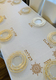 Ivory Colored Tablecloth with Hebrew Blessing Words and Mandala Images - Gold