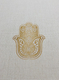 Ivory Colored Tablecloth with Shabbat Shalom & Judaic Symbols - Gold