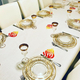 Ivory Colored Tablecloth Decorated with Breslev Flame Design - Haésh Sheli