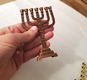 Decorative Seven Branch Mini Menorah with Judaic Emblems, Copper - 4.5 or 7
