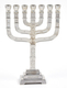 Decorative Seven Branch Mini Menorah with Judaic Symbols, Silver  4.5 or 7