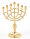 Decorative Mini 7 Branch Menorah with Fish Symbol, Gold - 4