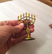 Decorative Mini 7 Branch Menorah with Fish Symbol, Gold - 4
