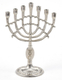 Decorative Mini 7 Branch Menorah with Fish Symbol, Silver - 4