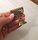 Decorative Miniature 7-Branch Menorah with Star of David, Bronze - 2.7 Inches