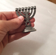 Decorative Miniature 7 Branch Menorah with Star of David, Pewter - 2.7 Inches