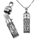 Sterling Silver Necklace with Mezuzah and Scroll Pendant HaEsh Sheli - My Fire & Hamsa
