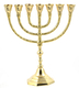 Seven Branch Menorah, Gleaming Gold Brass in Classic Design - Option 10