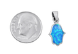Opal Hamsa Necklace Light Blue Pendant in 925 Sterling Silver