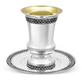 Sterling Silver Kiddush Cup and Plate Set - Filigree Loop Design