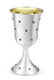 Sterling Silver Kiddush Goblet with Matching Plate - Diamond Flower Design